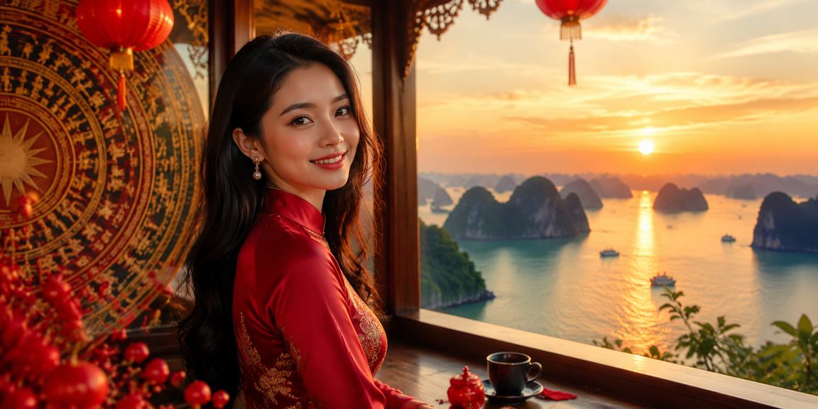 Người dùng xem kèo thể thao và thư giãn với cà phê tại vịnh Hạ Long