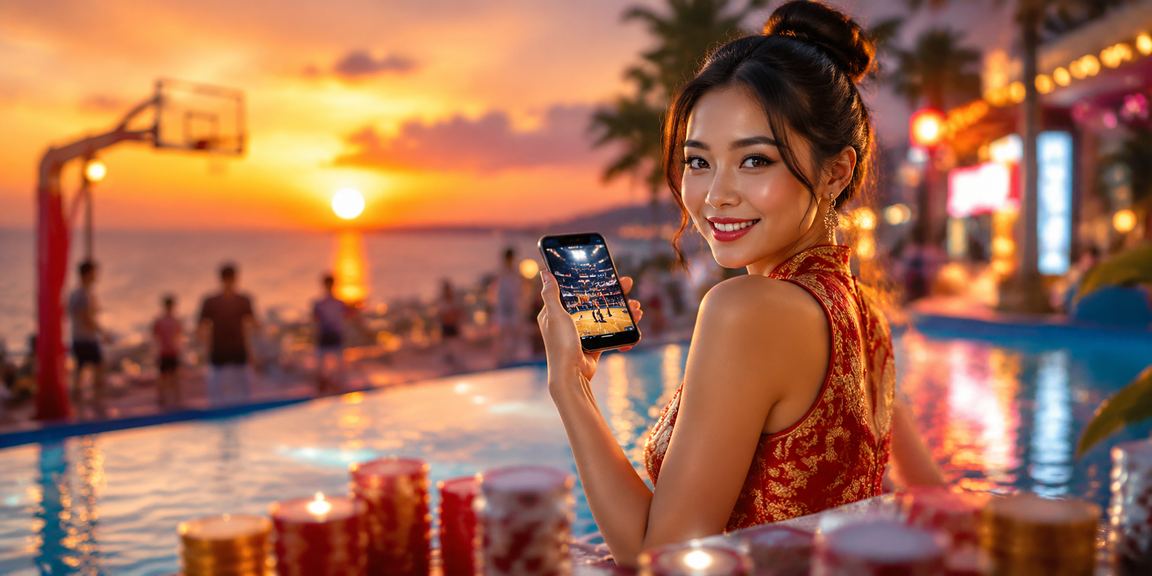 Du khách thư giãn và đặt cược trực tuyến tại bãi biển Mũi Né
